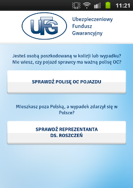 mobilne UFG ekran startowy